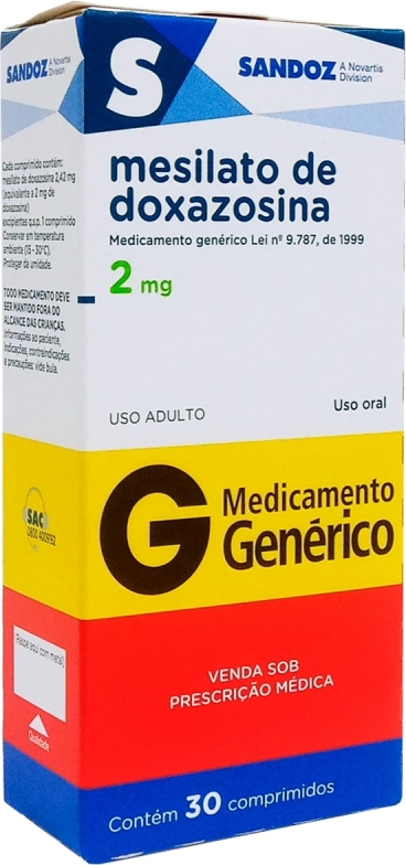 DOXAZOSINA 2MG CX 30 COMP SANDOZ