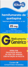QUETIAPINA 25MG CX 30 COMP EMS