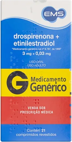 DROSPIRENONA+ETINIL 3MG+0,03MG CX 21 COMP EMS