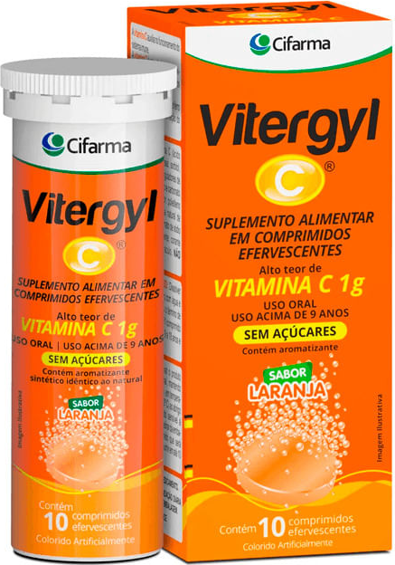 VITAMINA C EFEV 1G CX 10 COMP LARANJA  - VITERGYL -  CIFARMA