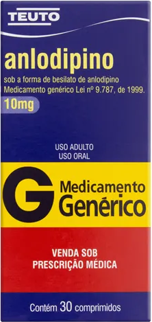 ANLODIPINO 10MG CX 30 COMP TEUTO