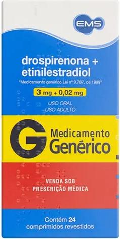 DROSPIRENONA+ETINILESTRADIOL 3+0,02MG CX 24 COMP EUROFARMA