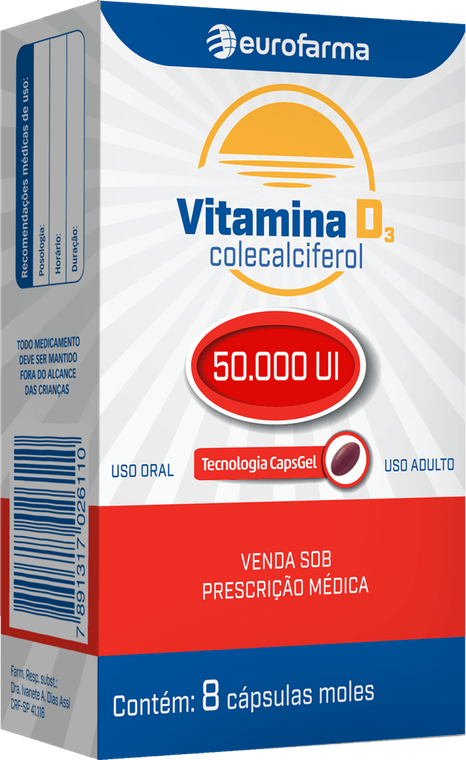 VITAMINA D3 50.000UI CX 04 CAPS EUROFARMA