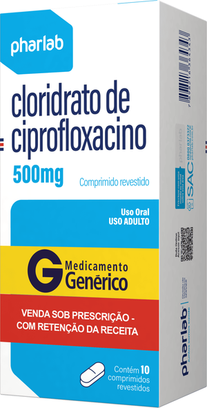 CIPROFLOXACINO 500MG CX 10 COMP PHARLAB