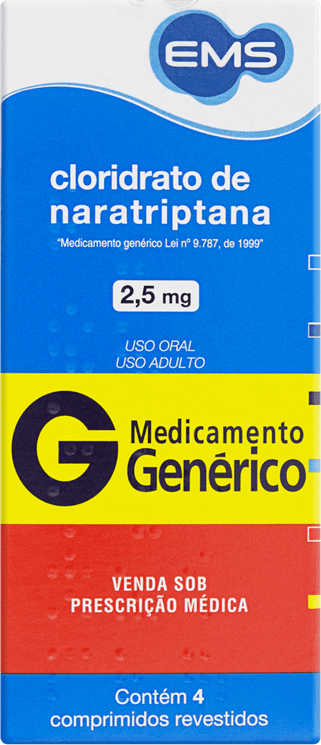 NARATRIPTANA 2,5MG CX 04 COMP LG EMS