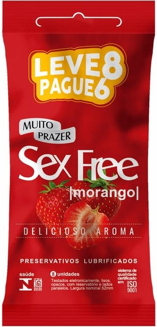 PRES SEX FREE MASC. MORANGO LEVE 8 PAGUE 6