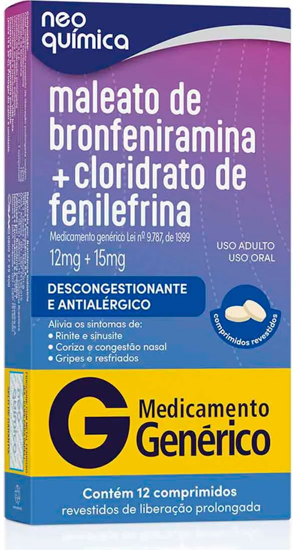 BRONFENIRAMINA+ FENILEFRINA CX 12 COMP NEO QUIMICA