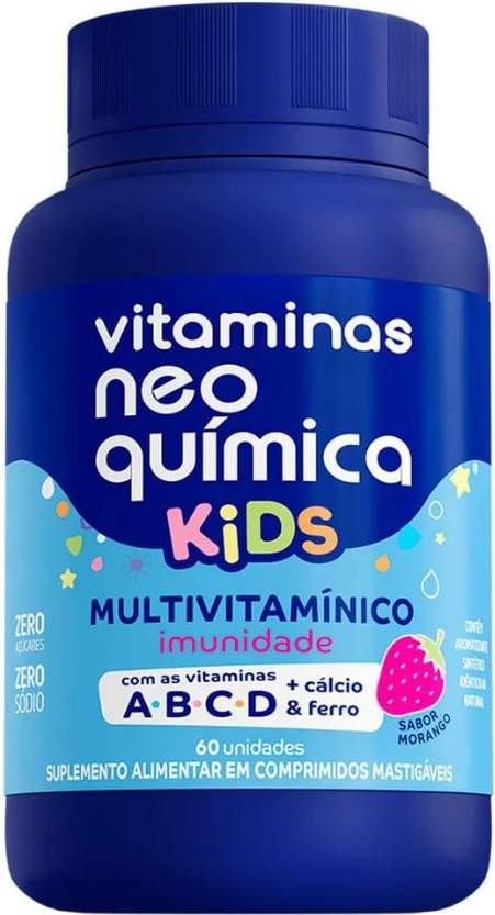 VIT NEO QUIMICA MVM KIDS CX 60 COMP MAST SB MORANGO NEO QUIMICA