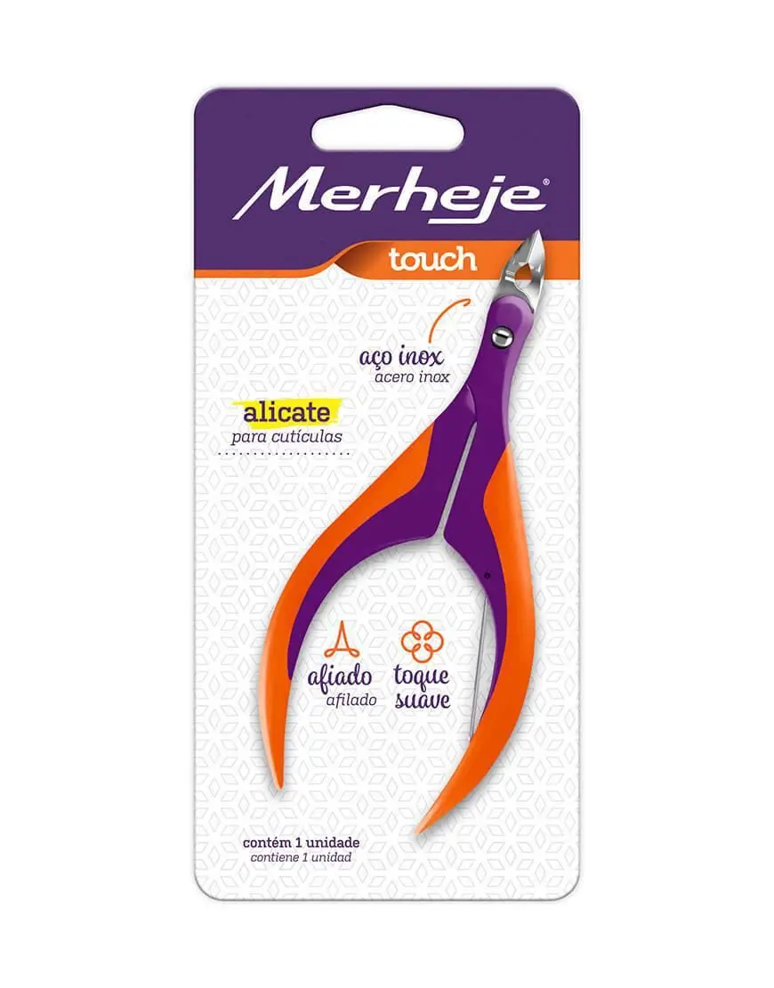 ALICATE P/CUTICULA MERHEJE VIOLETA/ LARANJA TOUCH