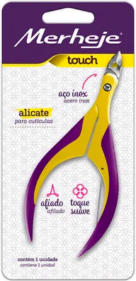 ALICATE P/CUTICULA MERHEJE AMARELO E VIOLETA TOUCH
