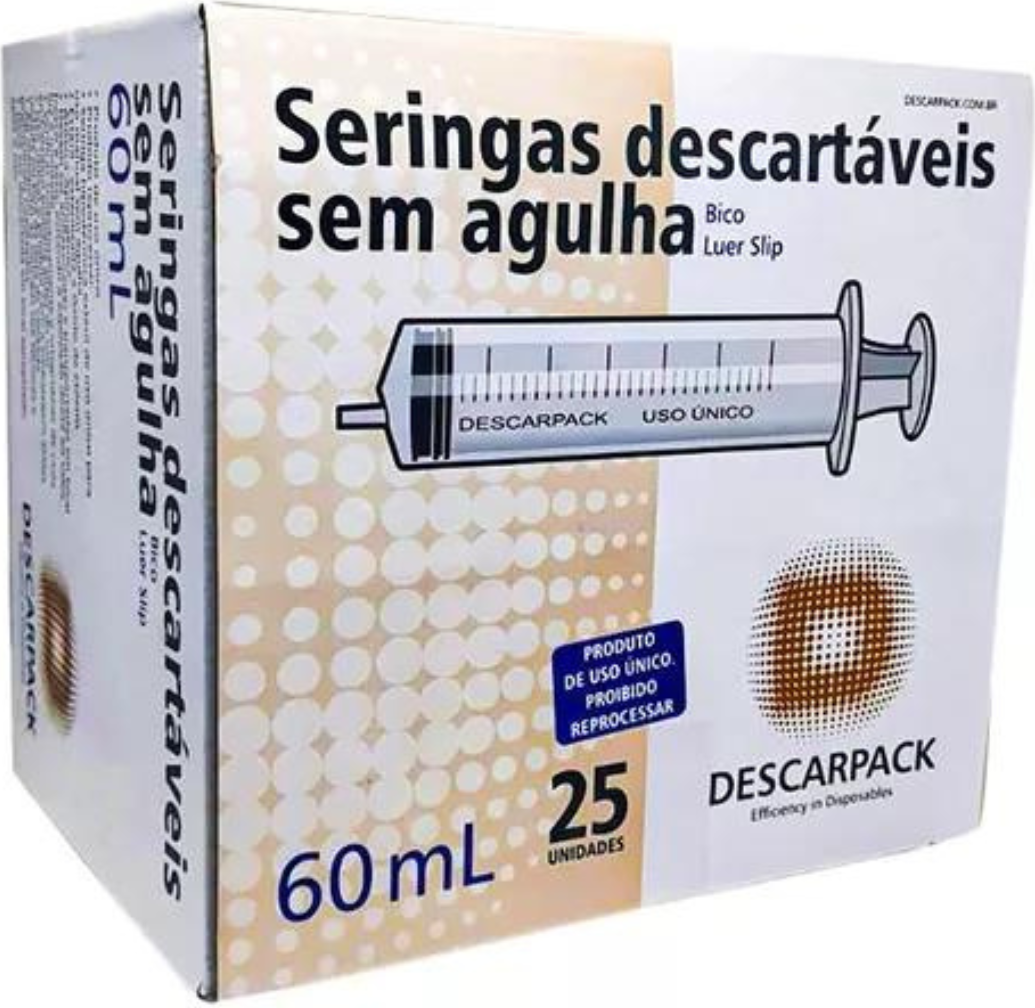SERINGA 60ML S/AG LUER SLIP