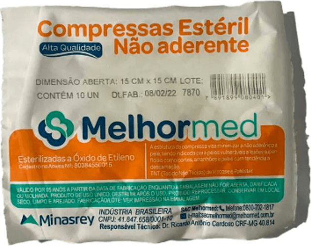 COMPRESSA DE GAZE NAO ADERENTE C/10 UN EST MELHORMED