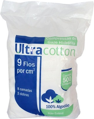 COMPRESSA DE GAZE 9 FIOS C/500 UN ULTRACOTTON
