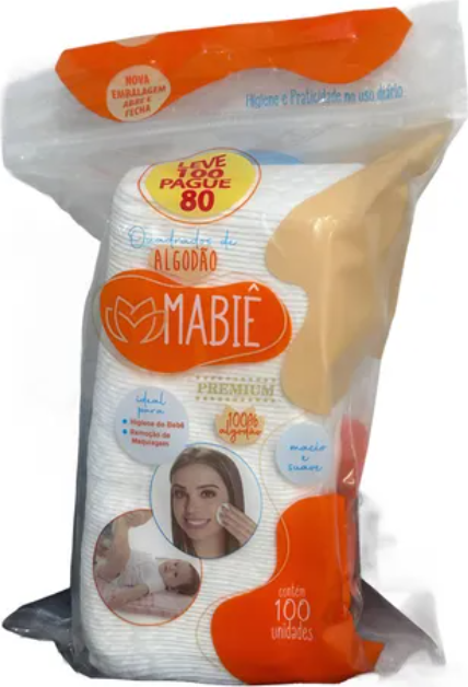 ALGODAO QUADRADO ZIPLOCK 100 UN MABIE