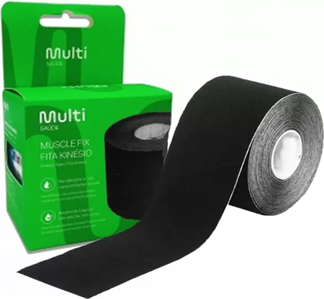 FITA KINESIO ROLO 5CMX5M PRETA MULTILASER