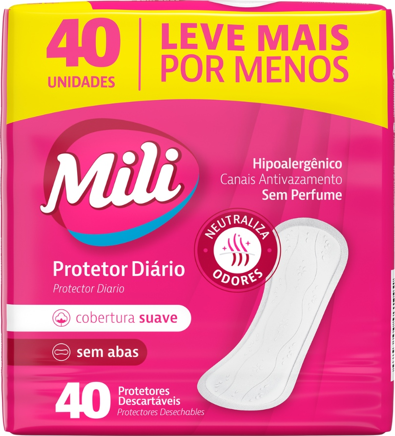 ABS PROTETOR DIARIO MILI CX 040 UNIDADES