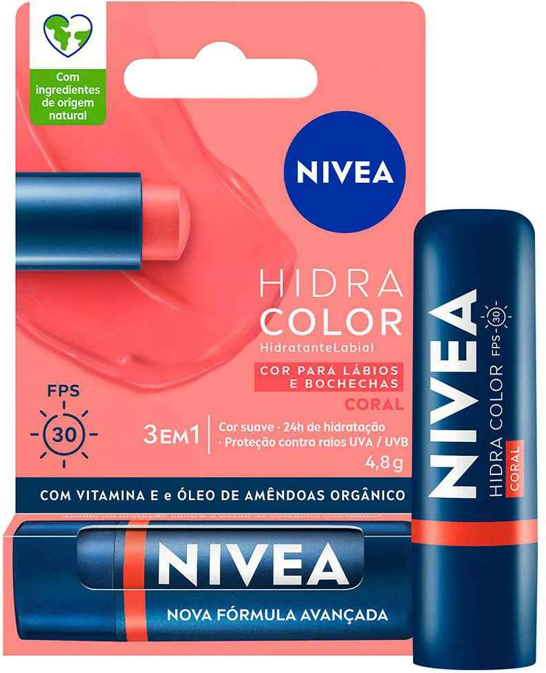 PROT LABIAL NIVEA HIDRA COLOR CORAL FPS30 4,8G