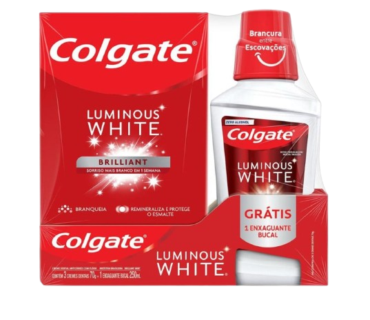 KIT COLGATE LUMIOUS C/3 CREME 70G+ENX BUCAL LUM WHITE 250ML