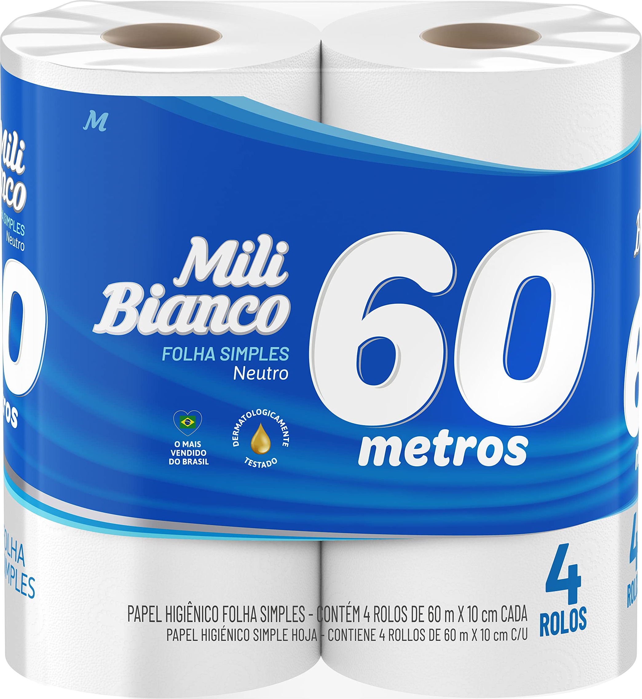 PAPEL HIG MILI F SIMPLES 60M FARDO 24X4 NEUTRO