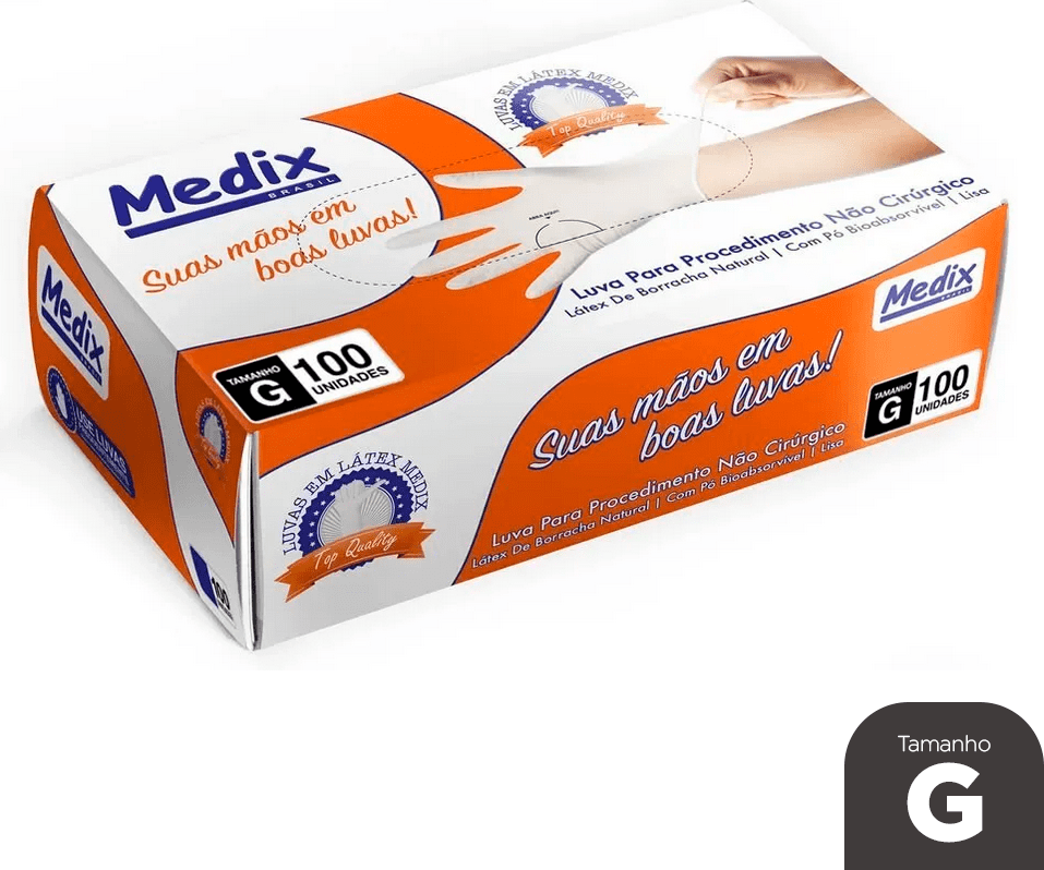 LUVA LATEX MEDIX G CX 100 UNIDAS