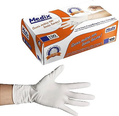 LUVA LATEX MEDIX M CX 100 UNIDAS