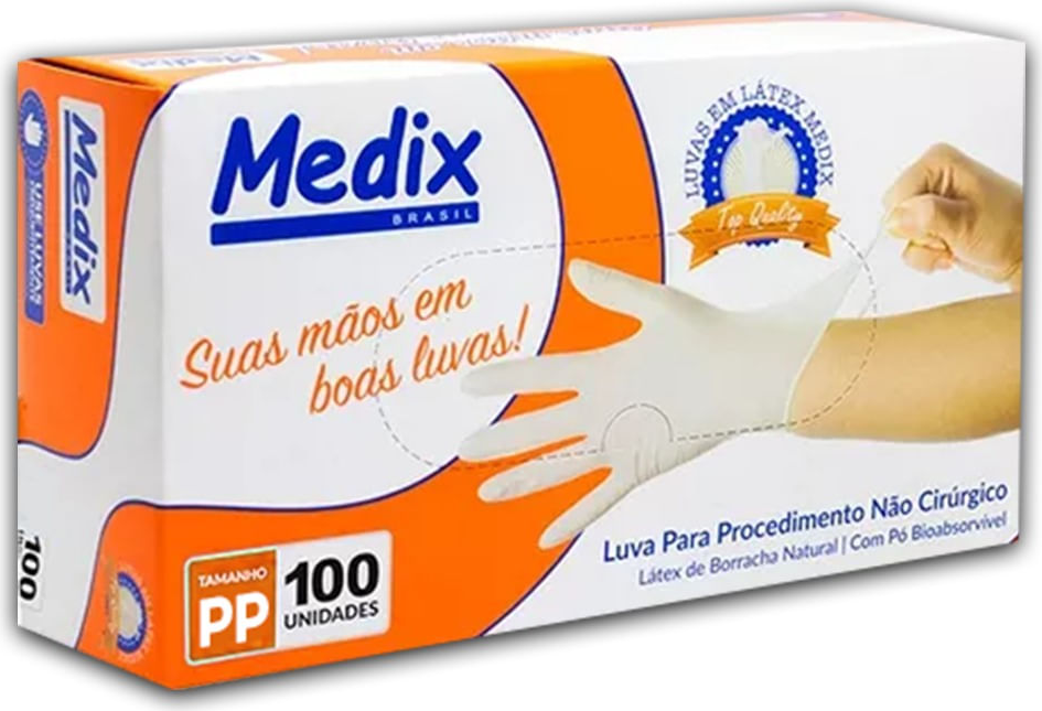 LUVA LATEX MEDIX P CX 100 UNIDAS