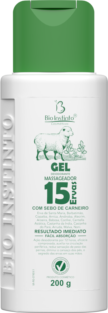 GEL DESODORANTE MASSAGEADOR 15 ERVAS BIO INSTINTO 200 G