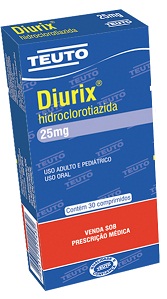 HIDROCLOROTIAZIDA 25MG CX 30 COMP  - DIURIX -  TEUTO