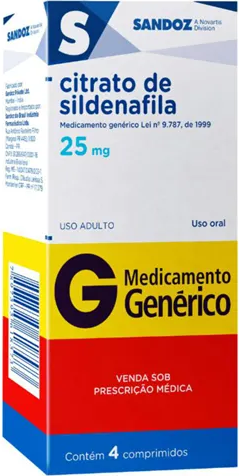 SIDELNAFILA 25MG CX 04 COMP SANDOZ