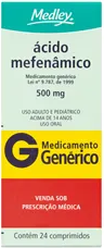 ACIDO MEFENAMICO 500MG CX 24 COMP MEDLEY