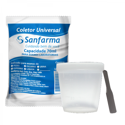 COLETOR UNIVERSAL 70ML C/CAIXA SANFARMA