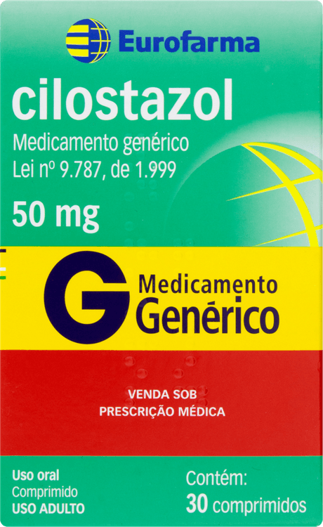 CILOSTAZOL 50MG CX 30 COMP EUROFARMA
