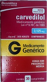 CARVEDILOL 3,125MG CX 30 COMP ACHE