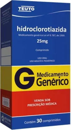 HIDROCLOROTIAZIDA 25MG CX 30 COMP TEUTO