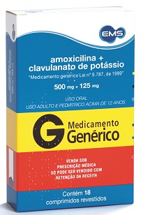 AMOXICILINA+CLAV 500MG CX 18 COMP EMS