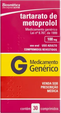 METOPROLOL TART 100MG CX 30 COMP ACHE