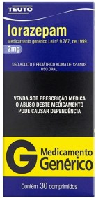 LORAZEPAM 2MG CX 30 COMP TEUTO