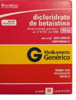 BETAISTINA 16MG CX 30 COMP ACHE
