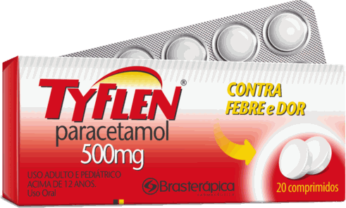 PARACETAMOL 500MG CX 20 X 10 COMP -   - TYFLEN -   -  BRASTERAPICA
