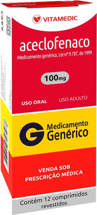 ACECLOFENACO 100MG CX 12 COMP VITAMEDIC