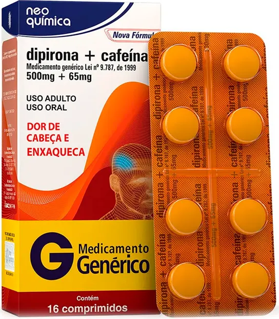 DIPIRONA+CAFEINA 500+65MG CX 16 COMP NEO QUIMICA