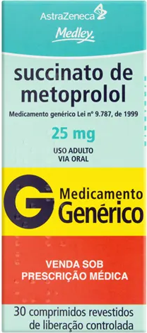 METOPROLOL 25MG CX 30 COMP MEDLEY