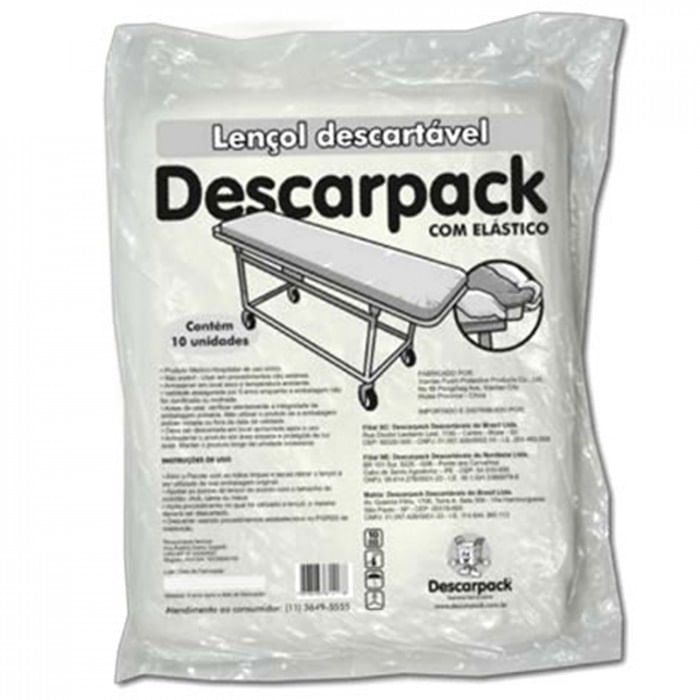 LENÇOL DESC C/ELASTICO PACT C/10 UNIDADES DESCARPACK
