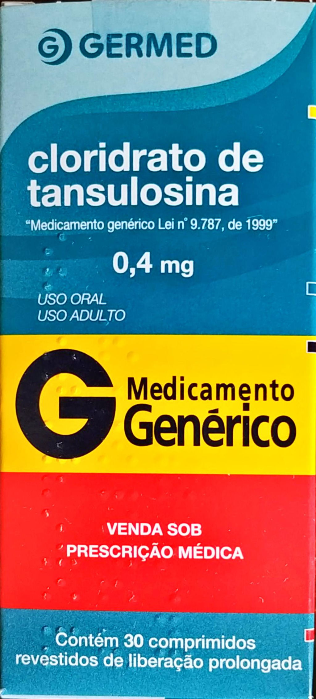 TANSULOSINA 0,4MG CX 30 COMP GERMED