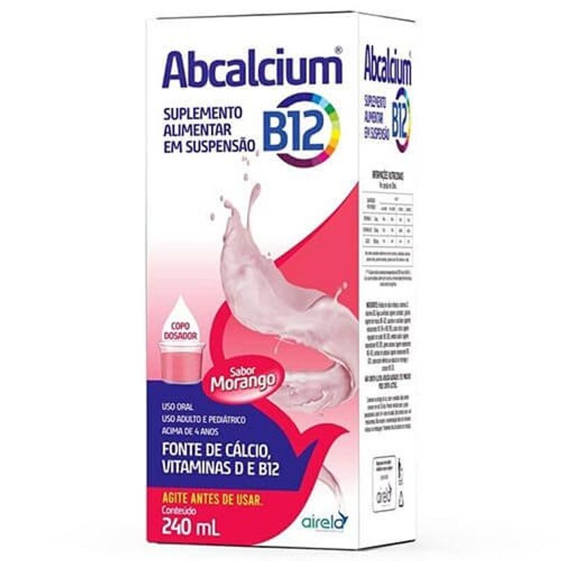 ABCALCIUM B12 POLIVITAMINICO 240ML AIRELA - MORANGO -