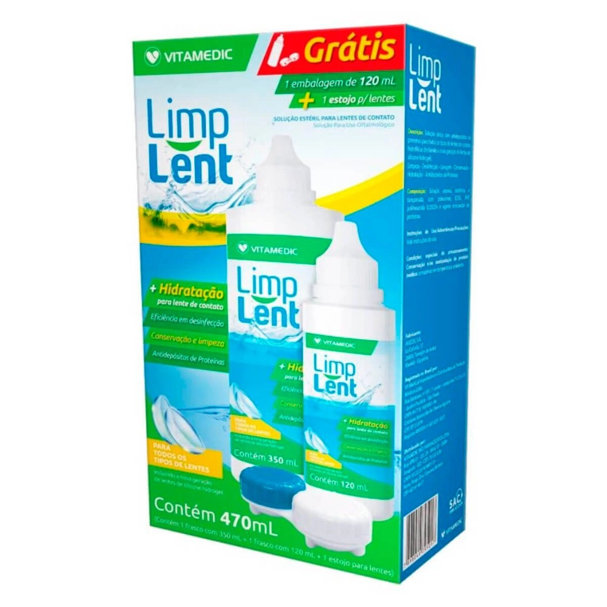 KIT LIMP LENT SOLUCAO 470ML / 120ML VITAMEDIC