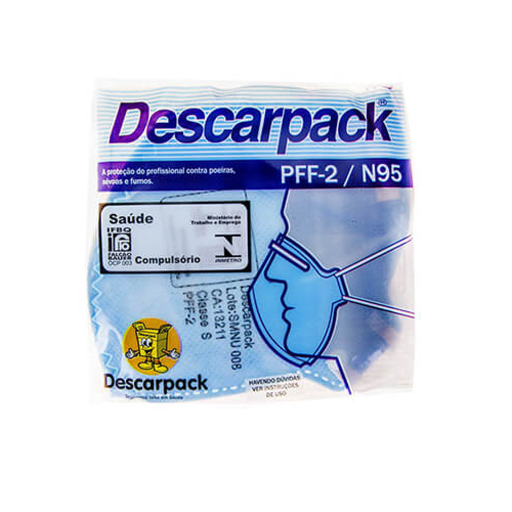 MASCARA PFF2 SEM VALVULA PFF2 ESPECIAL DESCARPACK C/1 UNI